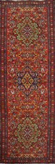 Hand-made Floral Traditional Rust Wool 11 ft Runner Rug Vintage Carpet 3×11