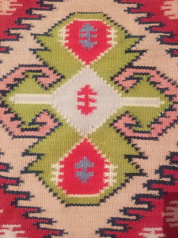 Distressed Fine Vintage Traditional Hand Made Oriental Wool Kilim 119x59cm gallery