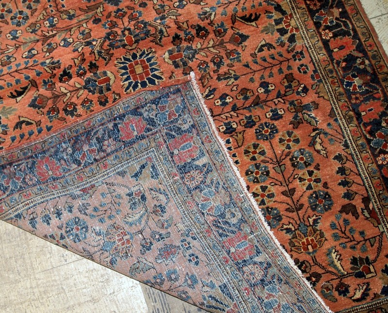 Handmade Antique Oriental Rug 94x158cm Salmon Shade 1920s Wool gallery
