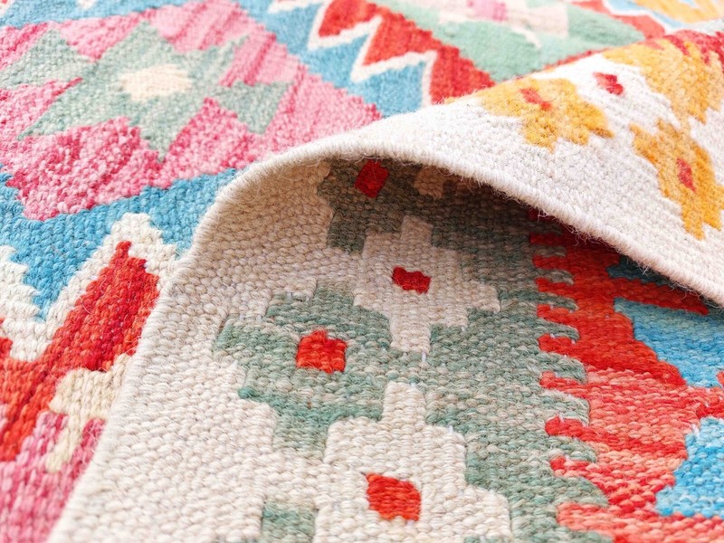 Tash Vintage Kilim Traditional Hand Made Oriental Wool Large Kilim 197x151 cm gallery