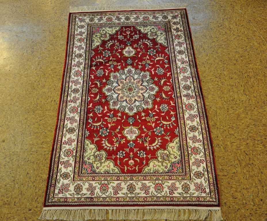 Red - Ivory Rug Sales? Hand-Knotted Carpet 3x5 Living Room Silk PIX-28784 gallery