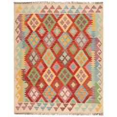 Kelim Afghan 197×157 cm Handwoven Oriental Carpet Rug Kilim