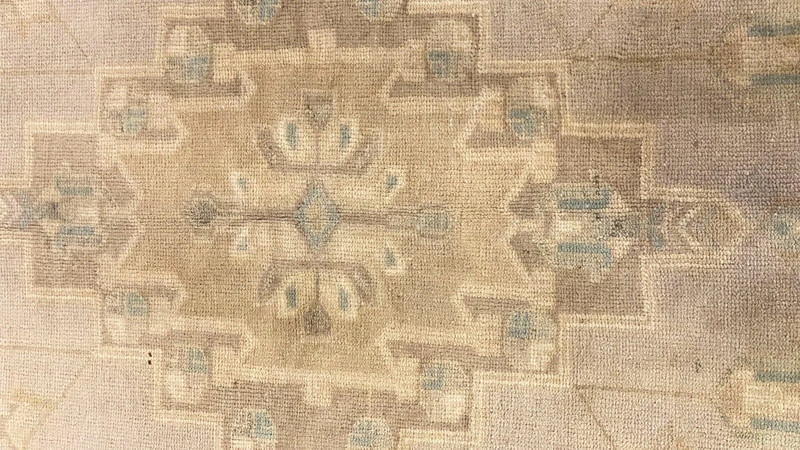 Exquisite Antique Ca1900-1939's Muted Colors Bohemian Oushak Area Rug 4’4”x9’8” gallery