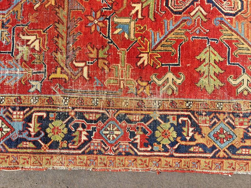 Auth: 19th C Antique Serapi Heriz Rug Dramatic Organic Red & Blue 8X11 NR gallery