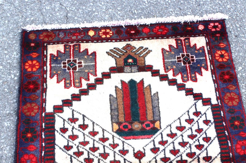Geometric Tribal Vintage Afghan 2' 5" x 4' 1" Ivory Hand Knotted Area rug gallery