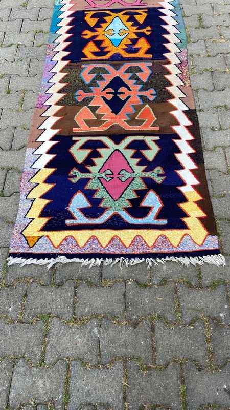 Vintage Runner Rug, Kilim Runner, 3x10 ft Hallway Rug, Long Rug,Decorative Kelim gallery