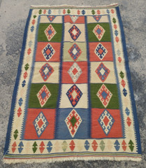 Antique Traditional Oriental Multicolor Wool Kilim Rug Carpet 156×103 cm
