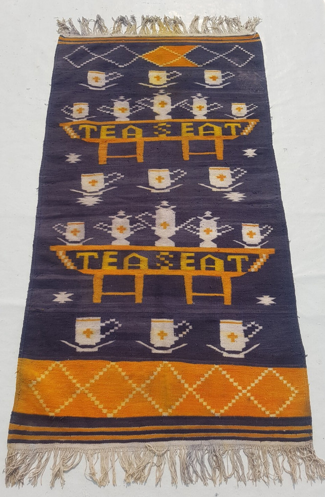 Vintage Traditional Handcrafted Turkish Kilim Rug for Home Décor 196x106 cm