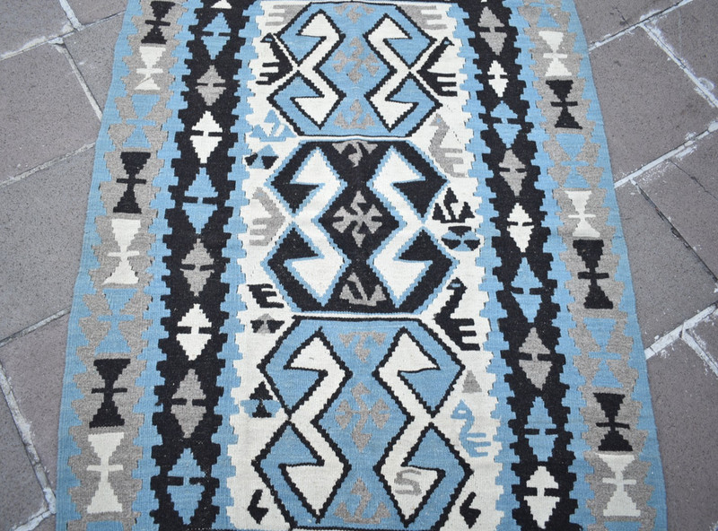 Vintage Turkish Rug 42'' x 65'' Flat Woven Kayseri Rug Home Decor Wool Rug gallery