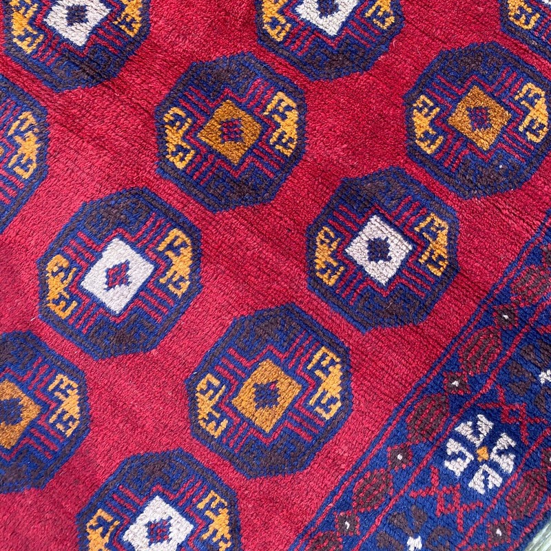 Handmade Red Afghan Accent Rug, Geometric & Tribal Design, 100% Camel Hair, 4x7 gallery