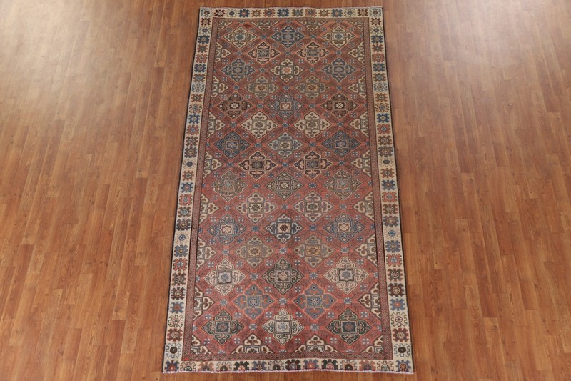 Hand-Knotted Tribal Pink Wool Carpet Geometric Oriental Area Rug 5x10 Ft gallery