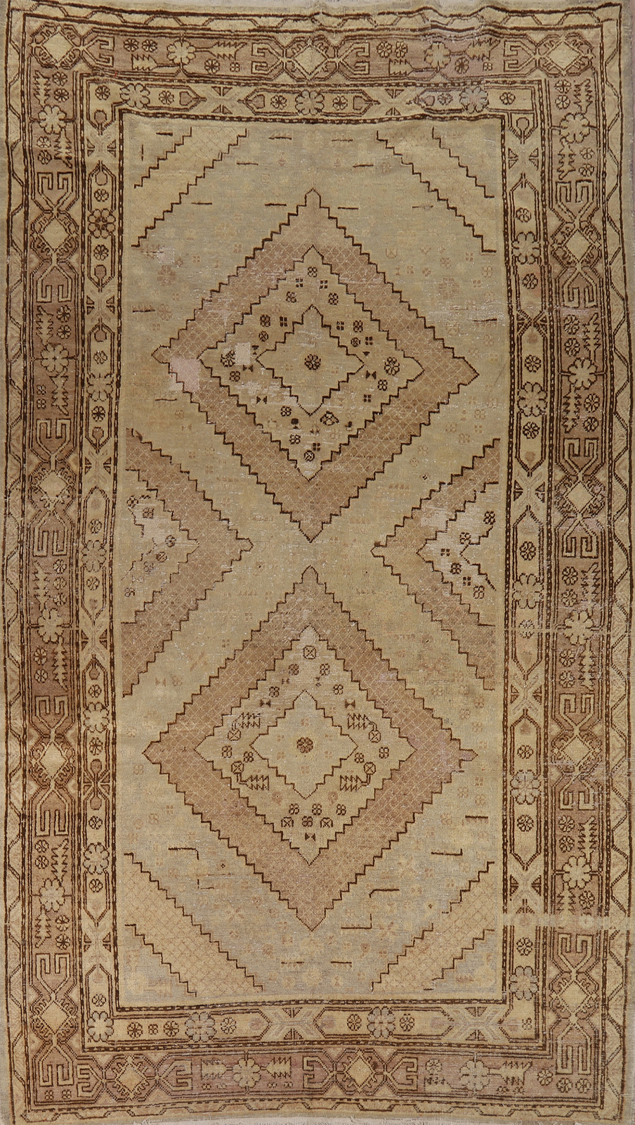 Pre-1900 Vegetable Dye Khootan Oriental Area Rug 6x11 Antique Hand-knotted Rug gallery