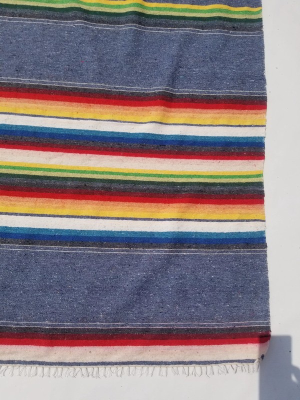 Vintage Traditional Handmade Mexican Serape Wool Multi Kilim 7.5x5.1ft gallery