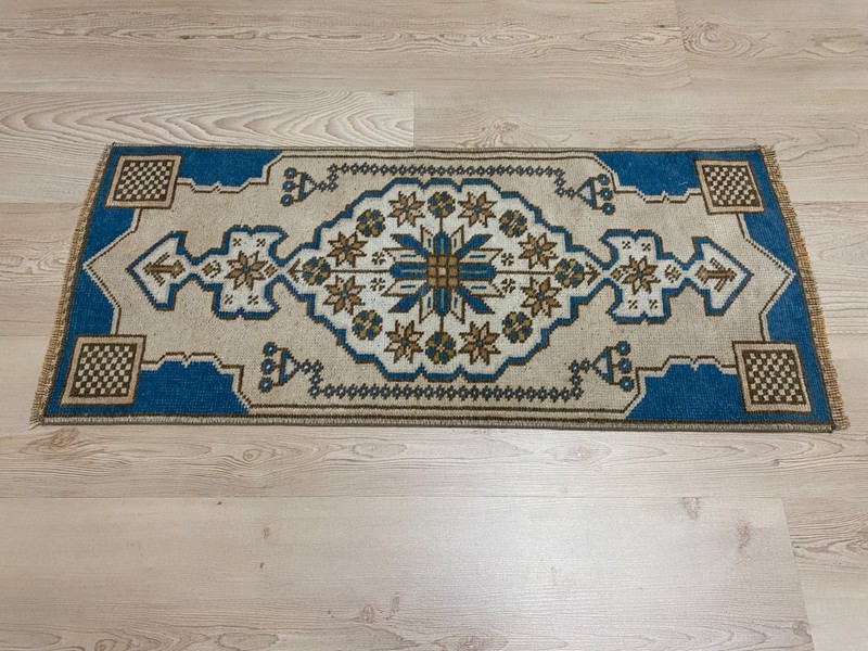 1.3x2.9 ft Turkish mini rug Vintage rug Small Brown rug Ethnic rug Wool rug gallery