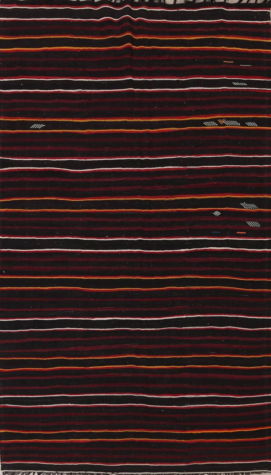 Stripe Kilim Turkish Area Rug 7x12 Vintage Hand-woven Wool Reversible Carpet gallery