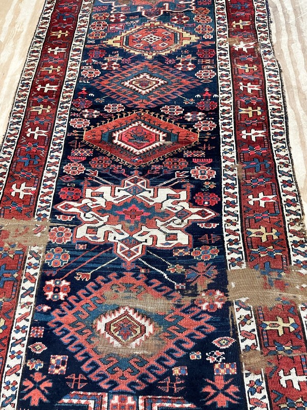Antique Kazak Caucasian Rug 3'5" x 10' , #12000, AS IS, c-1880's gallery