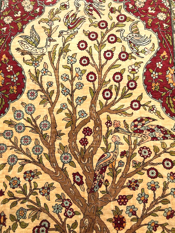 UZBEK TURKISH HE'RE'KE' 100% Cocoon Silk Circa : 1930"s Size : 2' 6" x 3' 8" gallery