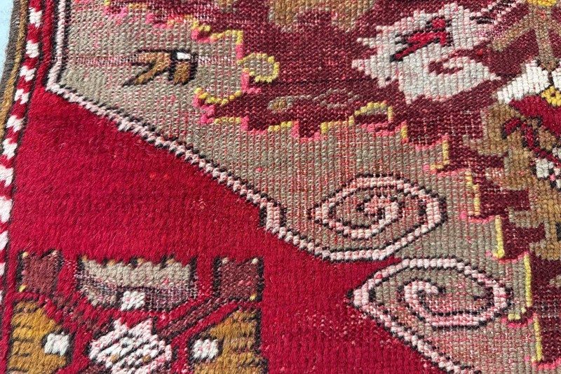Vintage Rug 2' 3 x 2' 3 Red Small 2x2 Hand Knotted Oriental Rug gallery