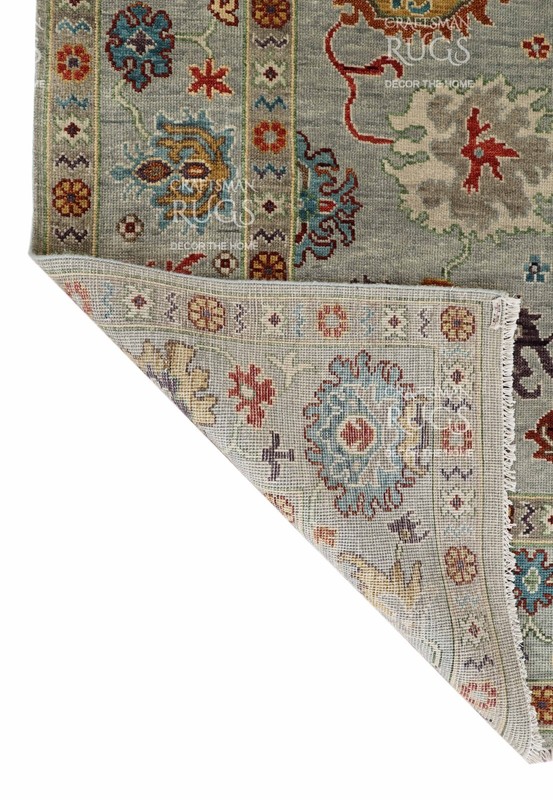 Handknotted Gray Multi Floral Geometric Rug 8x10 ft gallery