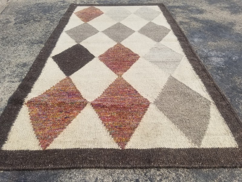 Vintage Handmade Swedish Geometric Wool Kilim Rug 133x73 cm gallery