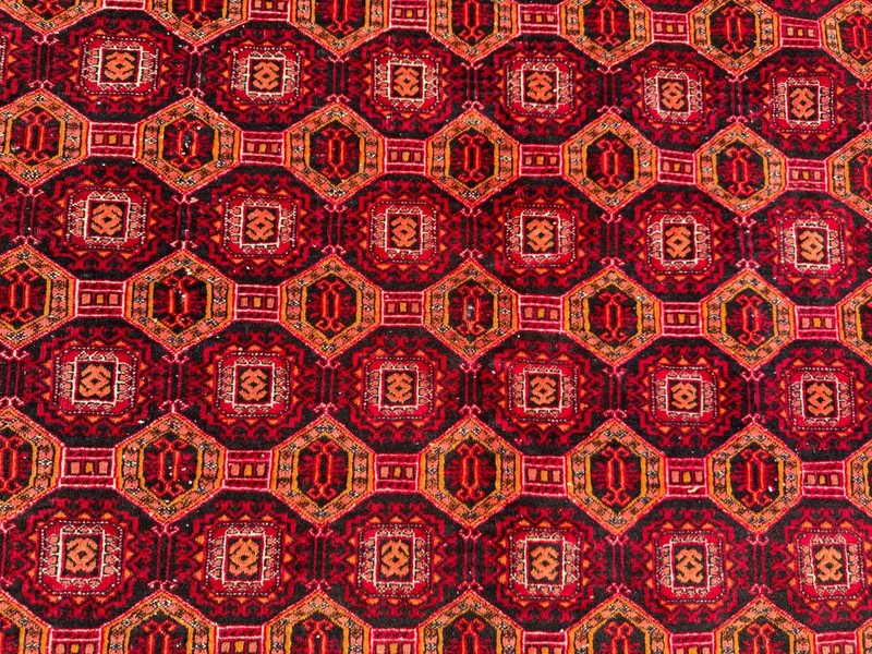 6'2" x 9' Vintage Turkmen Ersari Rug - Rare Handwoven Red Geometric Area Rug gallery