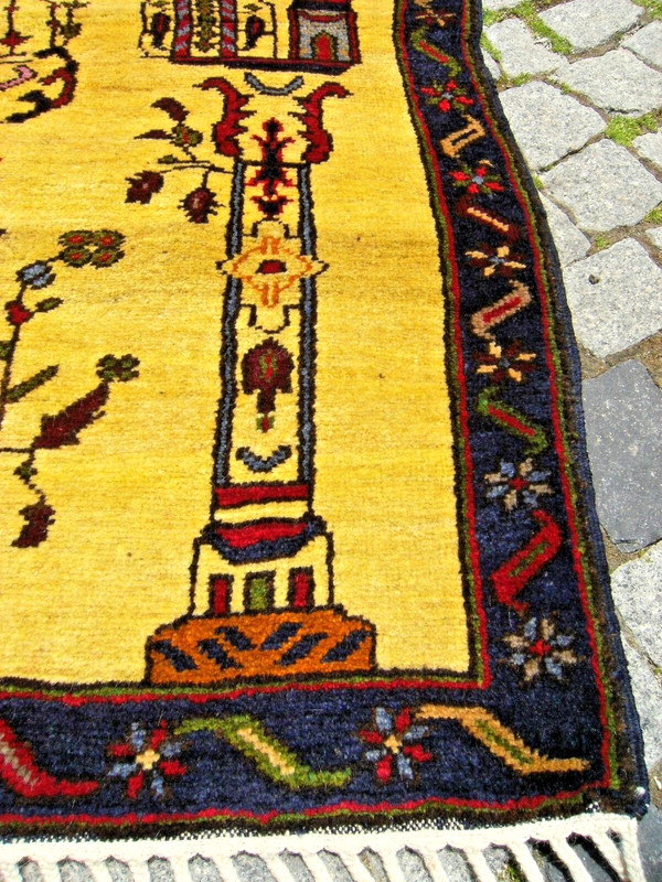 Vintage Anatolian Rug 38'' x 53'' Turkish Hand-knotted Prayer Design Wool Rug gallery