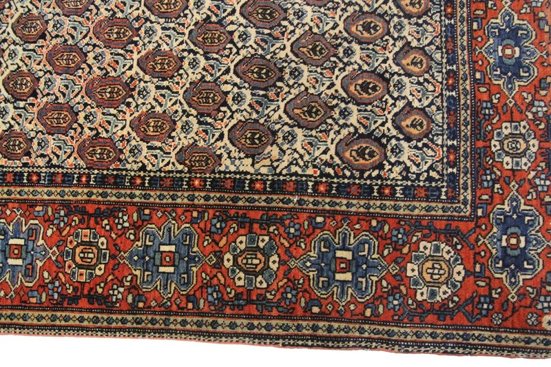 4x6 Rare Antique Fine Geometric Handmade Rug Navy Blue 130cm x 188cm c.1880 gallery