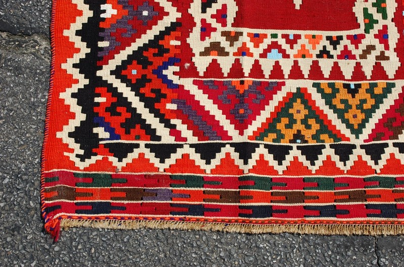 OLD,ANTIQUE CAUCASIAN,KAZAK,SHIRVAN ORIENTAL KILIM RUG 3' 9" x 28' FULL COLOR gallery