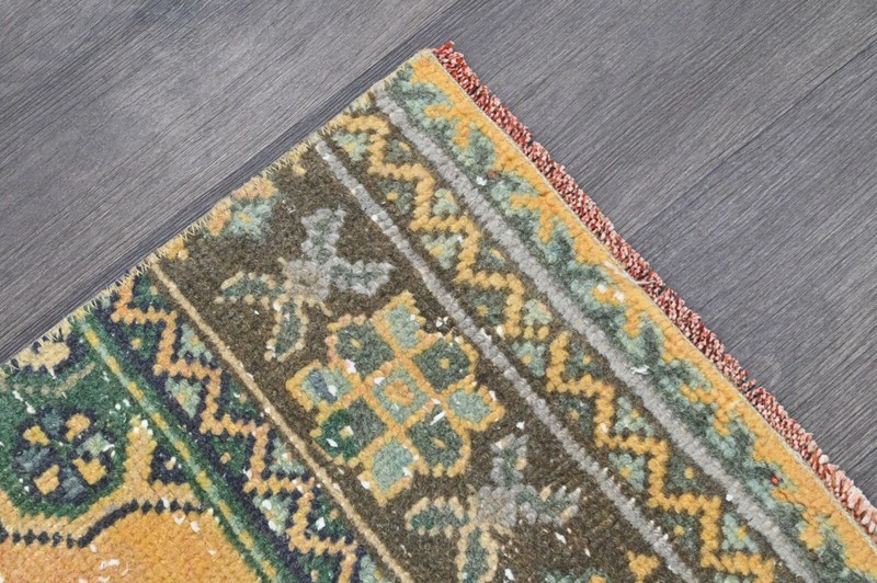 Vintage Turkish Runner Rug 2x10ft Wool Anatolian Handmade Hallway Oushak BEIGE gallery