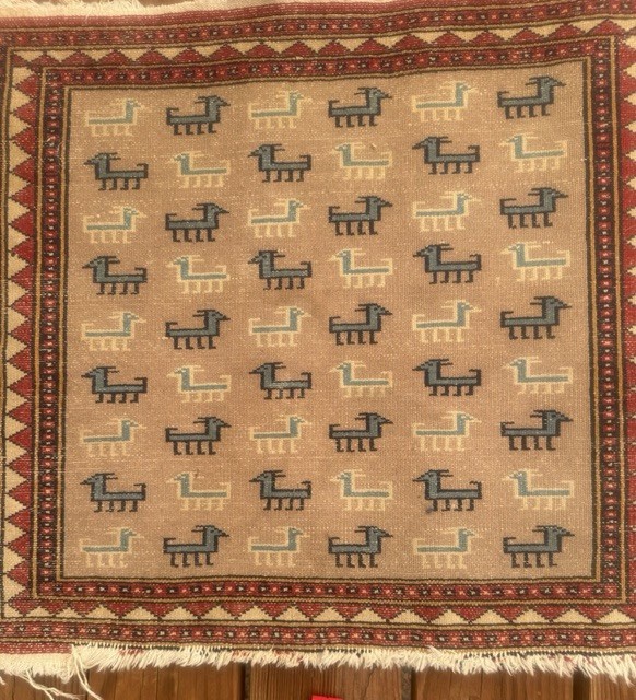 Nomadic TRIBAL RUG Hand Woven Baluchi 25x23 Wool 1940s-1970s Vintage gallery