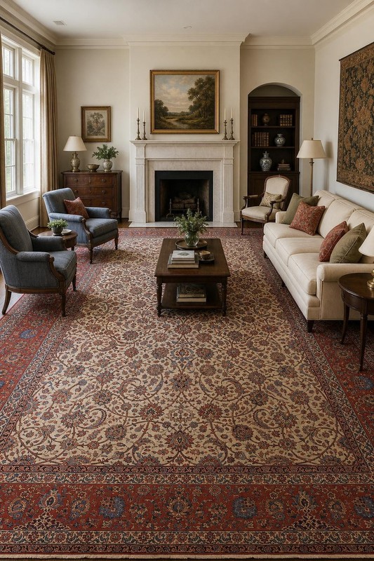 Traditional Large Area Rug 10x16 Ft Handmade Antique All-Over Vegetable Dye gallery