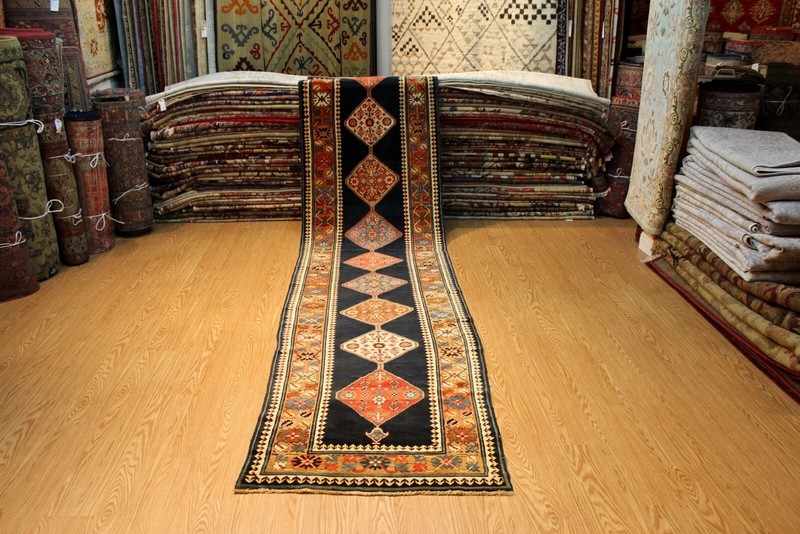 Vintage CAUCASIAN Kazak Qarabagh from Rug Early 1900 Karabakh Rugs 3'6" X 15' gallery