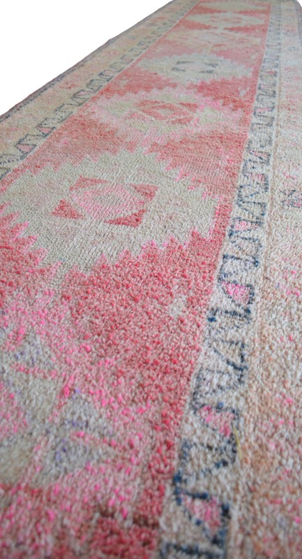 Turkish Runner Rug, Hand Made Rug, Tribal Wool Rug, PINK Runner Rug 3 x 11 ft gallery