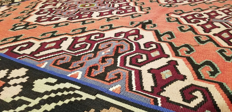 Bohemian 1900-1939s Antique Wool Pile Natural Dye Flat-Woven Kilim 7'9"×10'6" gallery