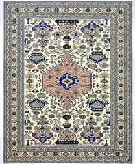 Vintage Ardebil Tribal Geometric Hand Knotted Wool Ivory Oriental Area Rug 6×9