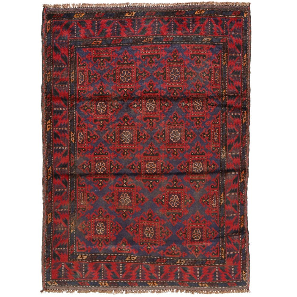 Handmade Afghan Geometric Traditional Kitchen Wool Area Rug 5.2 x 4 Ft -G19689