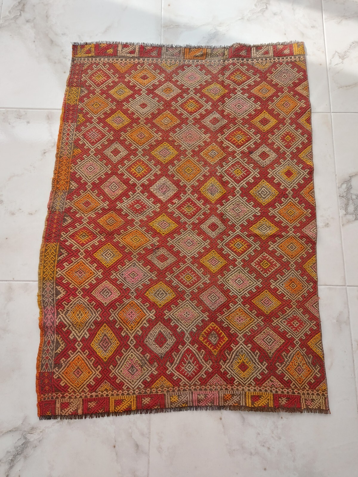 1850s Antique Recional Rug Handmade Natural Wool Rug Multicolor Root Dyed Rug x gallery