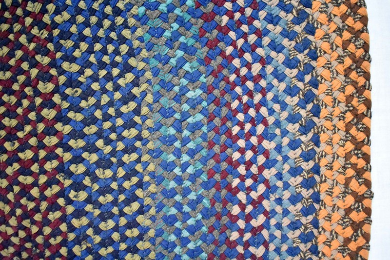 Vintage Hand Made Braided Wool Rug - Maine - Country, Folk Craft, Oval - 40x52 gallery