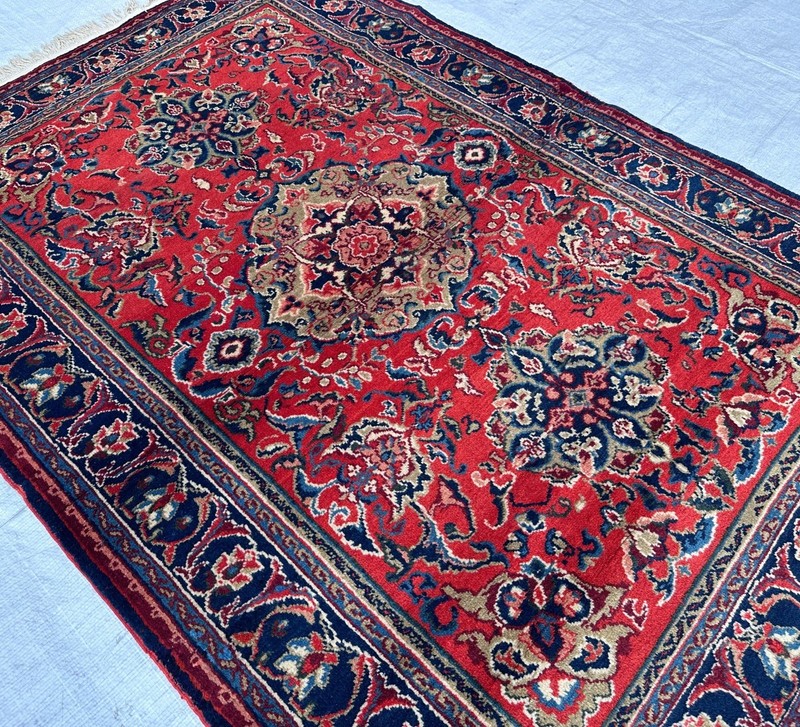 Vintage Oriental Rug 4x6 Hand Knotted Traditional Wool Area Carpet 3.11x5.10 Ft gallery