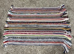 Vintage Handmade Woven Rag Rug Colorful Stripes 20 x31″ Boho Grannycore