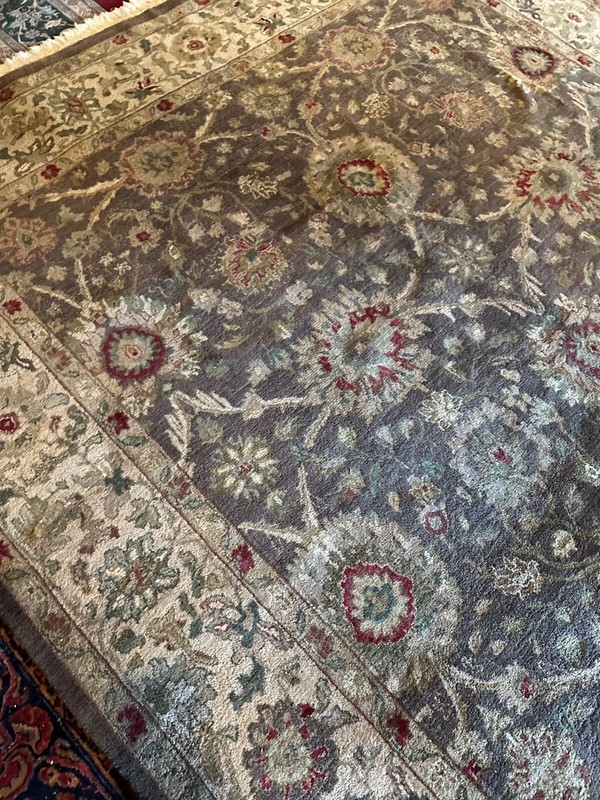 Brand New Top Quality Rug Handmade in India, Allover Green Floral Design, 9'x12' gallery