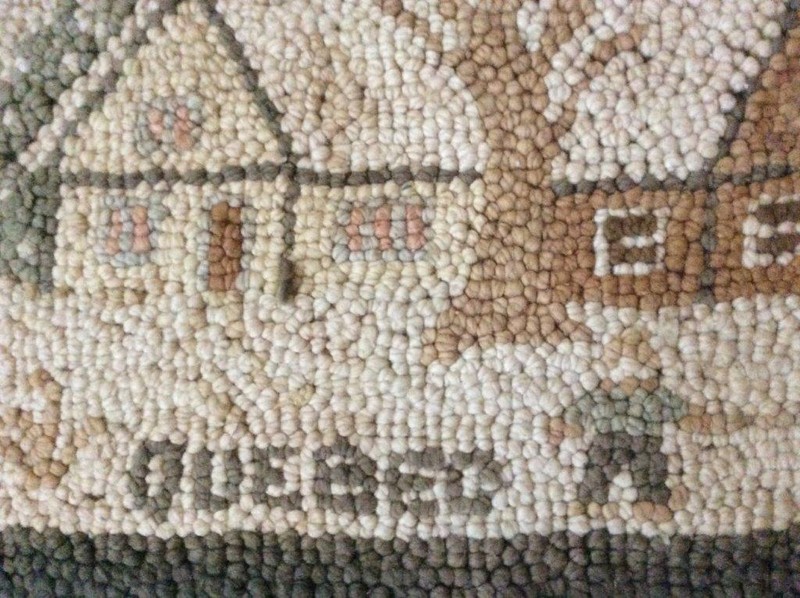 Small Antique Mat/Rug, "Quebec", Snow Scene, Grenfell Style, 10.25"X13.5" gallery