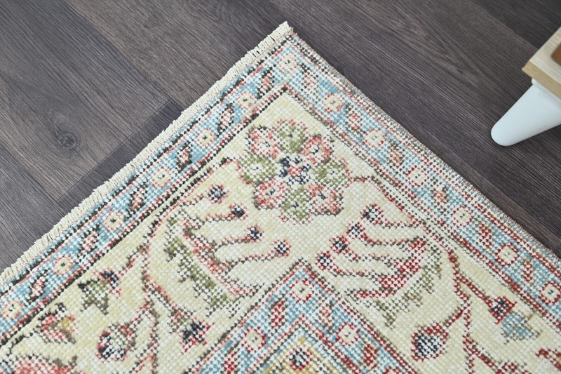 Vintage Turkish Runner Rug 2x6ft Wool Anatolian Handmade Hallway Oushak RED gallery