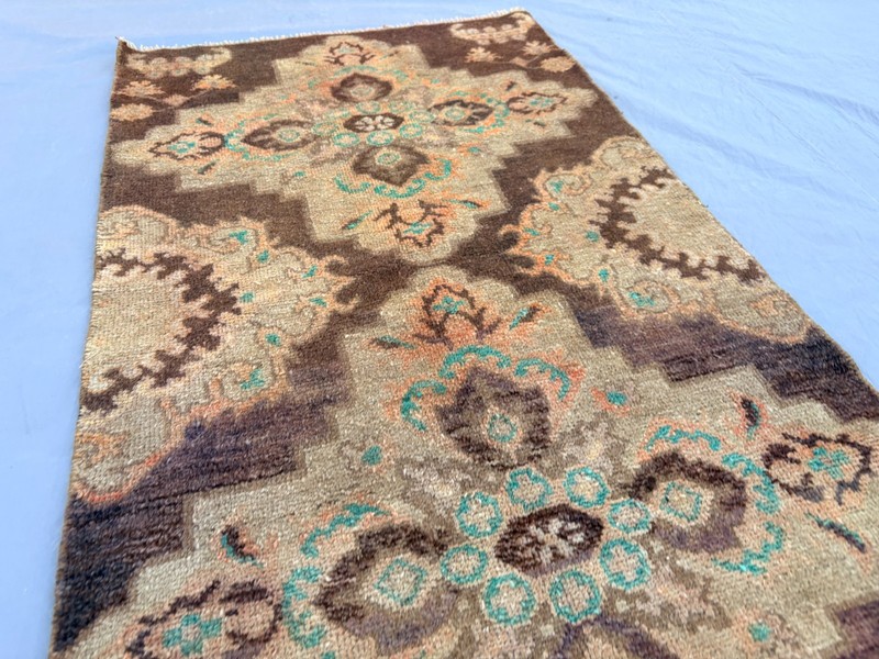 2'3x4'2 ft Vintage Caucasian Hand Knotted Wool Floral Cross Medallion Accent Rug gallery