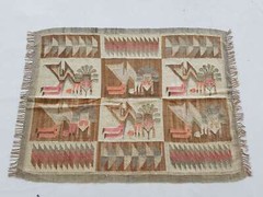 Vintage Handmade Peruvian Pictorial Wool Kilim Rug Carpet 140x104cm