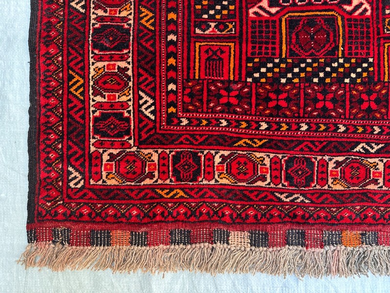 Vintage Afghan Turkmen Kizil Ayak Prayer Rug Mosque Hand Knotted Wool 2.7x4.6 gallery