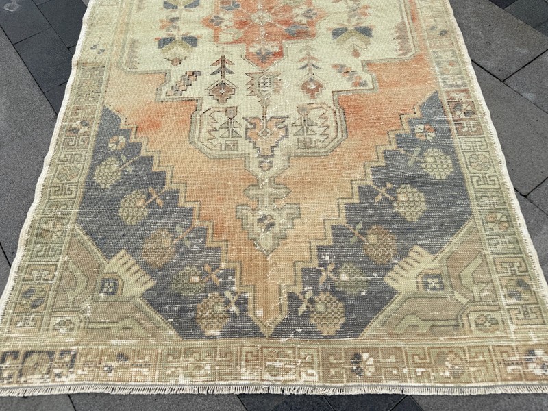 Vintage Oushak Rug 4.7x7.9 ft Hand-Knotted Turkish Wool Area Rug gallery