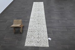 Vintage Turkish Runner Rug 2x9ft Wool Anatolian Handmade Hallway Oushak BEIGE