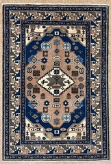 Vintage Ardebil Tribal Hand Knotted Wool Area Rug 4×6 Peach Blue Oriental Boho