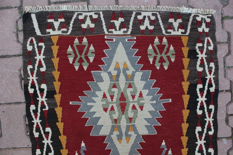 Cappadocia Tribal Vintage Carpet Anatolian Kilim Hand Knotted Black Rug 3x4 ft gallery